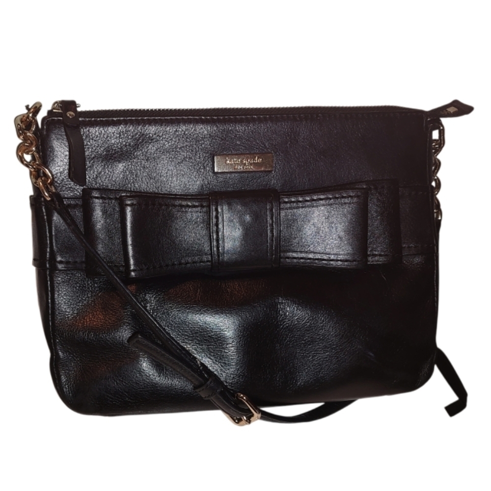 Kate Spade Black Leather Crossbody Bag With Bow